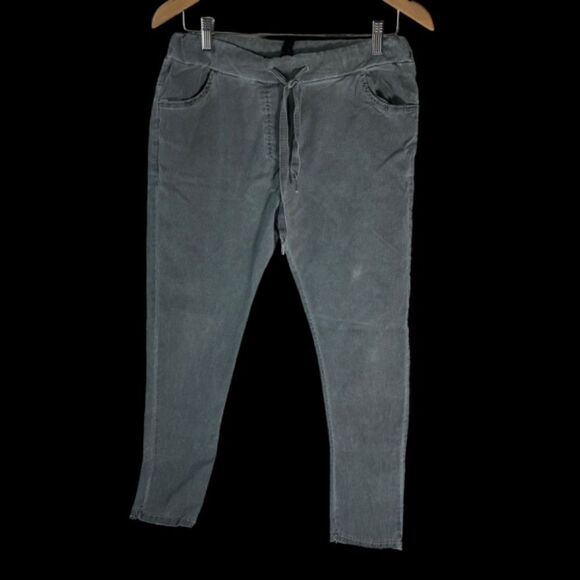 Venti 6 Grey Drawstring Cropped Pants Sz L - Picture 2 of 6